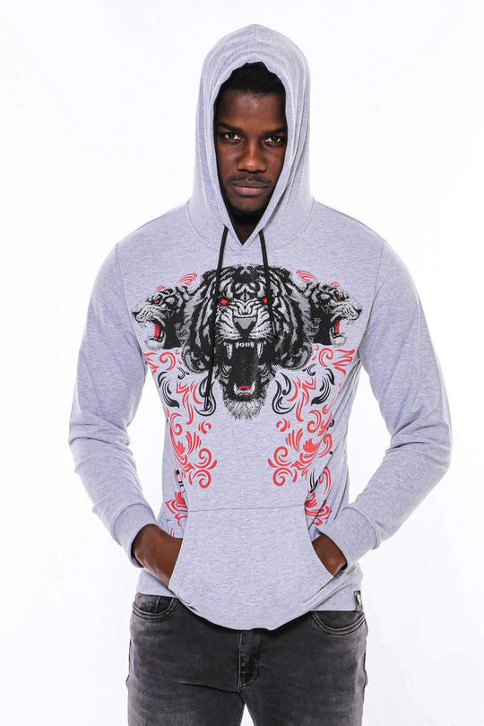 Silver Grey Slim Fit Crew Neck Patterned Sweatshirt | Wessi