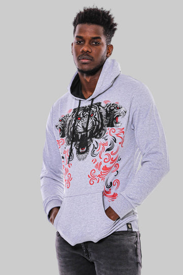 Silver Grey Slim Fit Crew Neck Patterned Sweatshirt | Wessi