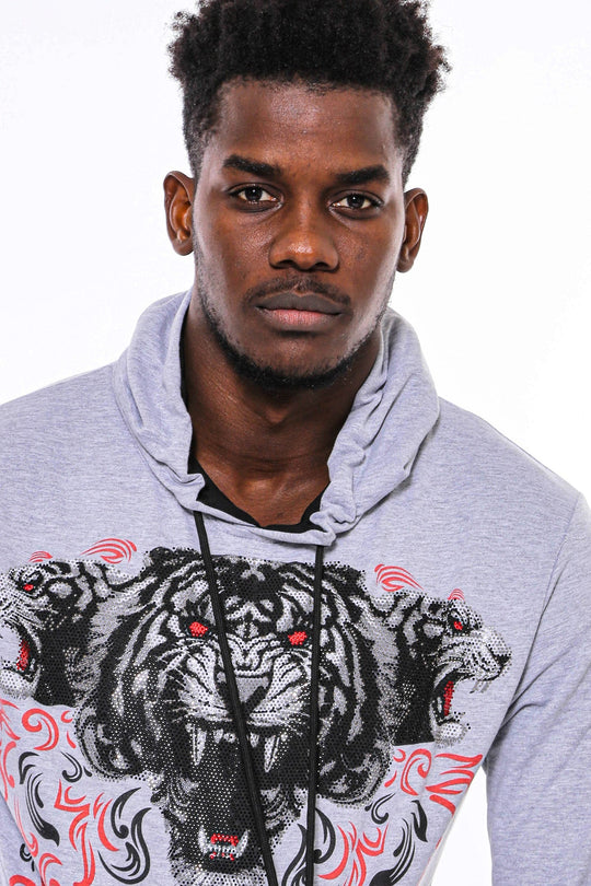 Silver Grey Slim Fit Crew Neck Patterned Sweatshirt | Wessi