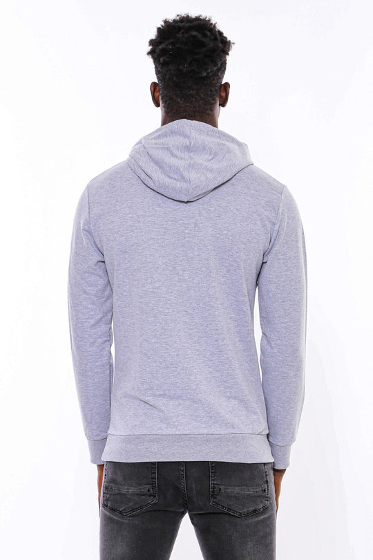 Silver Grey Slim Fit Crew Neck Patterned Sweatshirt | Wessi