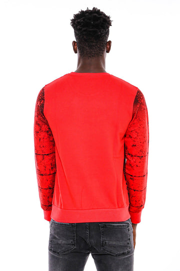 Red Slim Fit Eagle Print Crew Neck Sweatshirt | Wessi