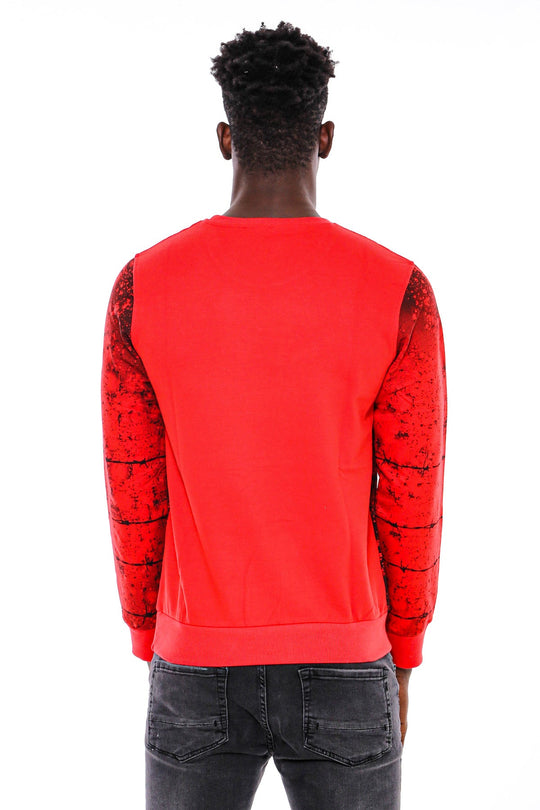 Red Slim Fit Eagle Print Crew Neck Sweatshirt | Wessi