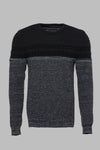 Grey Slim Fit Chest Pattern Crew Neck Knit Jumper | Wessi