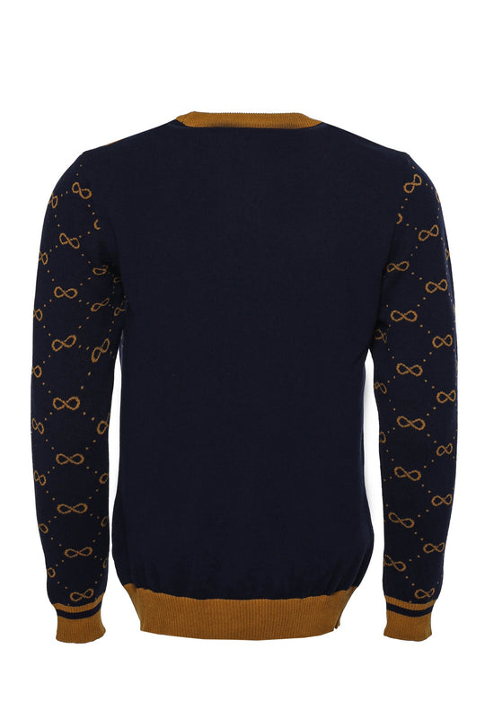 Camel Slim Fit Asymmetric Pattern Crew Neck Knit Jumper | Wessi