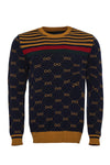 Camel Slim Fit Asymmetric Pattern Crew Neck Knit Jumper | Wessi
