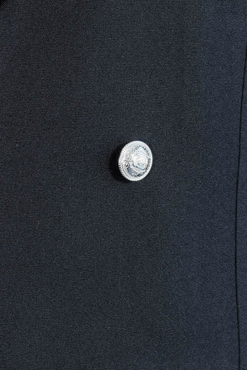 Men's Black Double-Breasted Suit with Silver-Tone Buttons