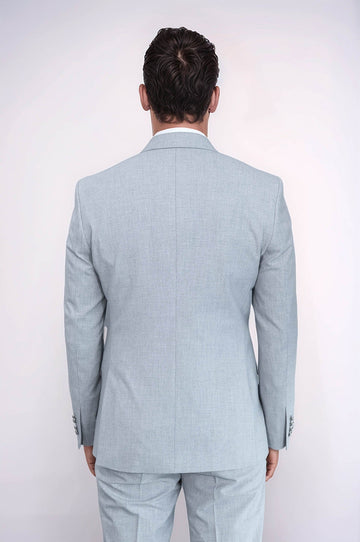 Men's Light Anthracite Double-Breasted Suit with Silver-Tone Buttons