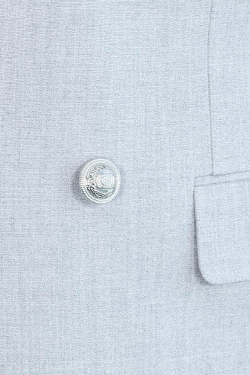 Men's Light Anthracite Double-Breasted Suit with Silver-Tone Buttons