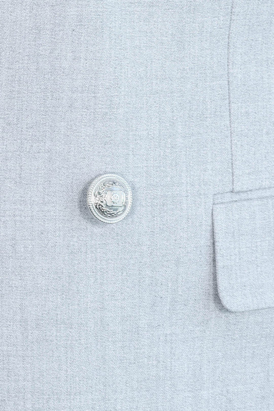 Men's Light Anthracite Double-Breasted Suit with Silver-Tone Buttons