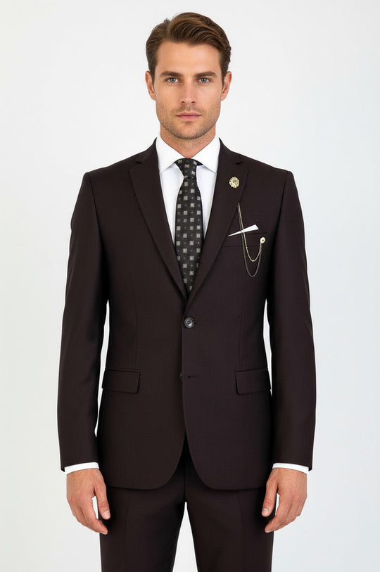 Men's Chocolate Brown 2-Button 2-Piece Slim Fit Suit