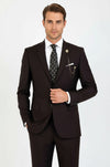 Men's Chocolate Brown 2-Button 2-Piece Slim Fit Suit