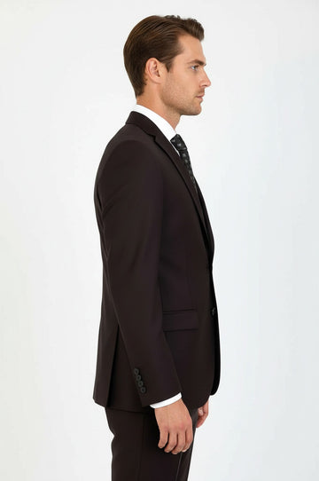 Men's Chocolate Brown 2-Button 2-Piece Slim Fit Suit