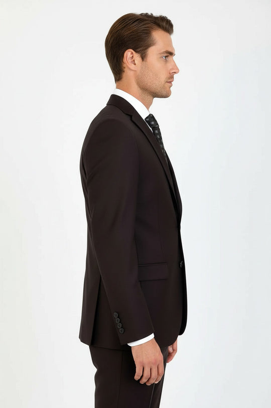 Men's Chocolate Brown 2-Button 2-Piece Slim Fit Suit