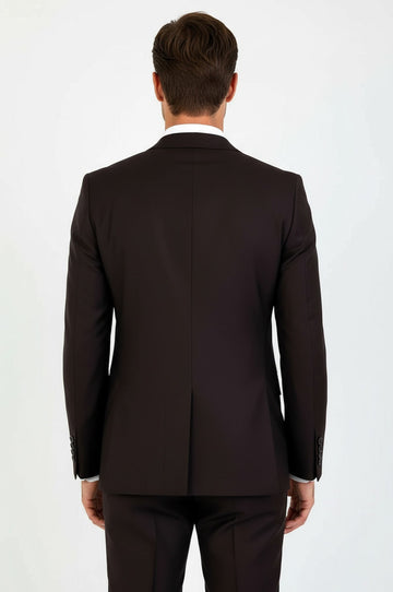 Men's Chocolate Brown 2-Button 2-Piece Slim Fit Suit