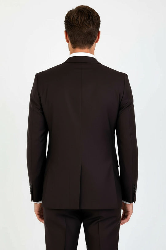 Men's Chocolate Brown 2-Button 2-Piece Slim Fit Suit