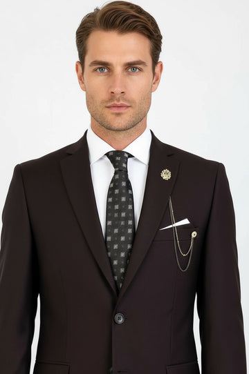 Men's Chocolate Brown 2-Button 2-Piece Slim Fit Suit