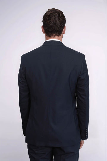 Men's Timeless Navy Blue Solid Slim Fit 2-Piece Suit