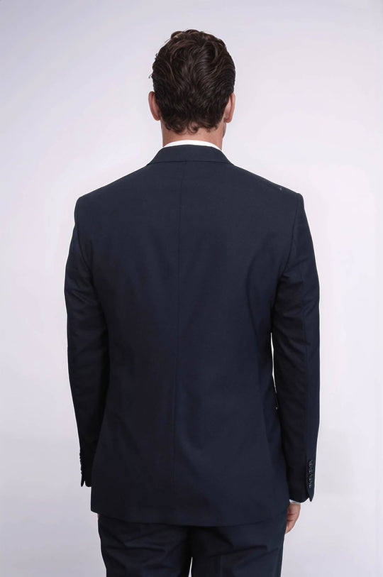 Men's Timeless Navy Blue Solid Slim Fit 2-Piece Suit