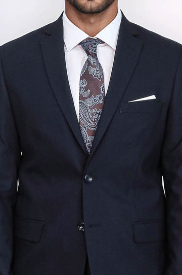 Men's Timeless Navy Blue Solid Slim Fit 2-Piece Suit