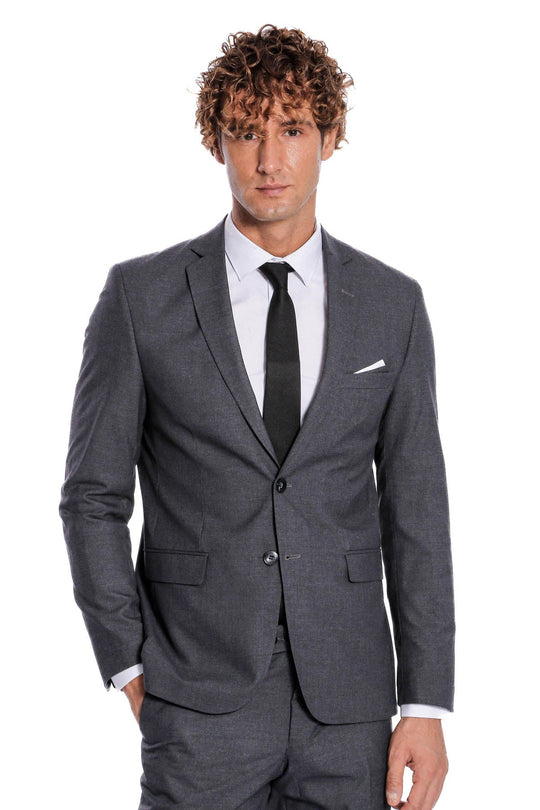 Men's Grey 2-Button 2-Piece Slim Fit Suit