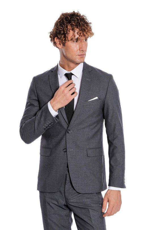 Men's Grey 2-Button 2-Piece Slim Fit Suit