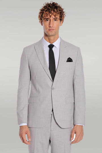 Men's Light Ash Grey Pinstripe Slim Fit 2-Piece Suit