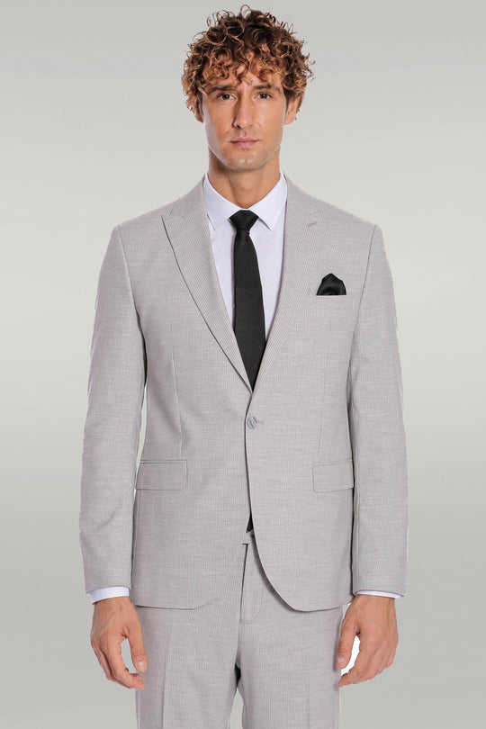 Men's Light Ash Grey Pinstripe Slim Fit 2-Piece Suit