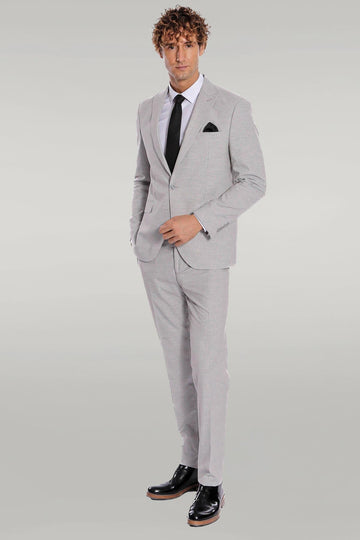 Men's Light Ash Grey Pinstripe Slim Fit 2-Piece Suit