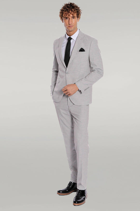 Men's Light Ash Grey Pinstripe Slim Fit 2-Piece Suit