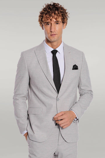 Men's Light Ash Grey Pinstripe Slim Fit 2-Piece Suit