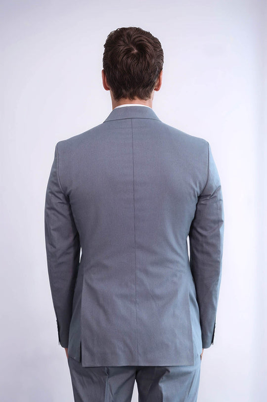 Men's Taupe Pinstripe Double-Breasted Suit