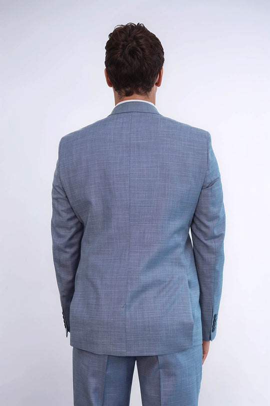 Men's Grey-Blue Single-Button 2-Piece Slim Fit Suit