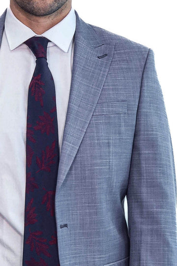 Men's Grey-Blue Single-Button 2-Piece Slim Fit Suit