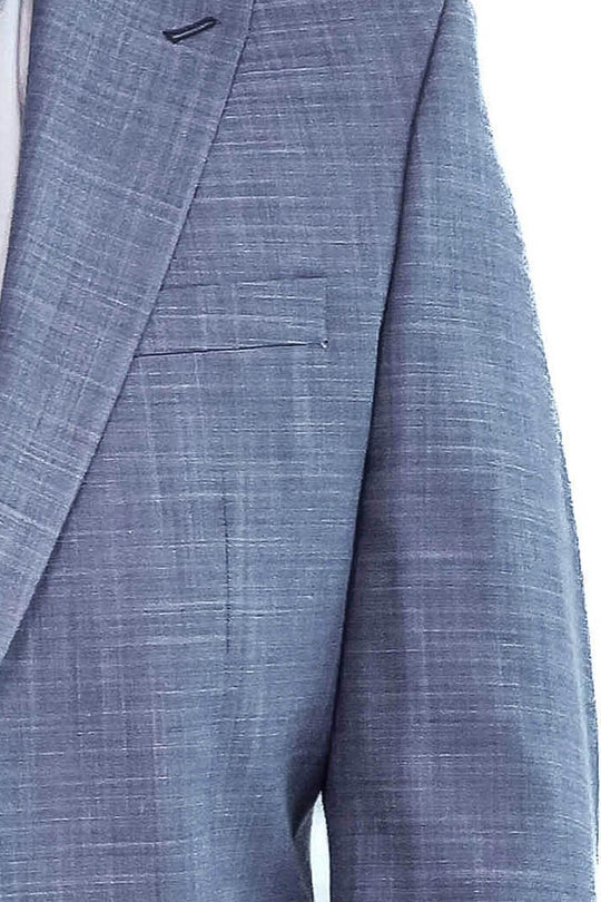 Men's Grey-Blue Single-Button 2-Piece Slim Fit Suit