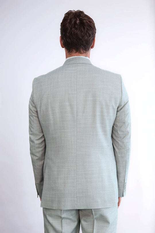 Men's Light Grey Textured Single-Button 2-Piece Slim Fit Suit