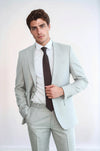 Men's Light Grey Textured Single-Button 2-Piece Slim Fit Suit