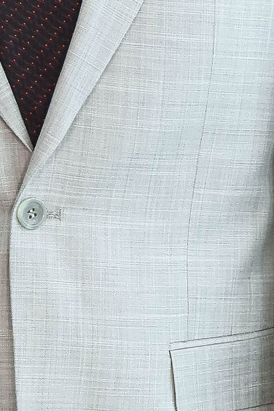 Men's Light Grey Textured Single-Button 2-Piece Slim Fit Suit