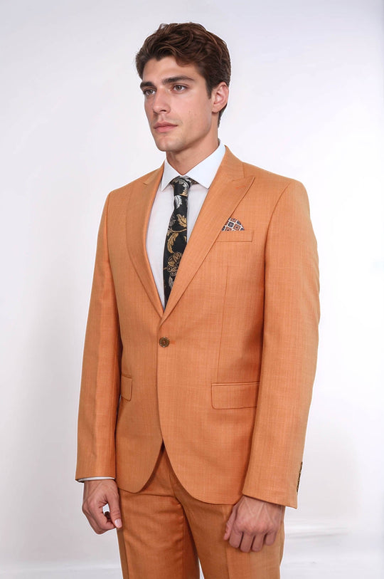 Men's Mustard Yellow Single-Button 2-Piece Slim Fit Suit