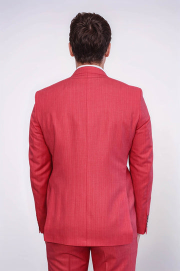 Men's Coral Red Single-Button 2-Piece Slim Fit Suit