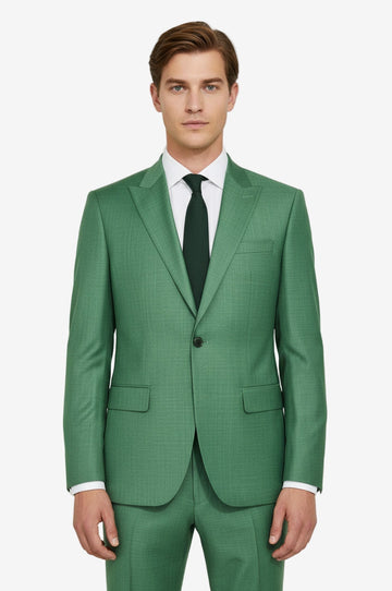 Men's Emerald Green Single-Button 2-Piece Slim Fit Suit