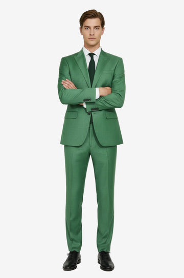 Men's Emerald Green Single-Button 2-Piece Slim Fit Suit