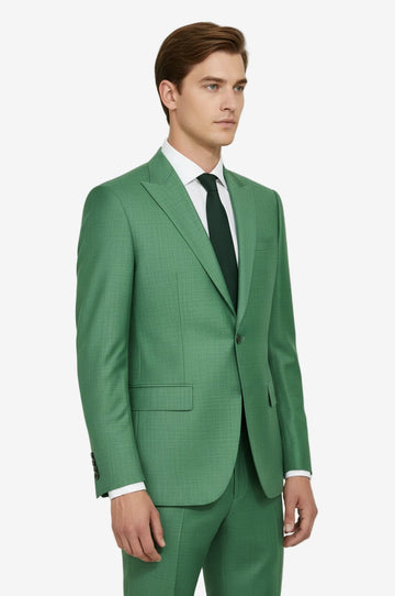 Men's Emerald Green Single-Button 2-Piece Slim Fit Suit
