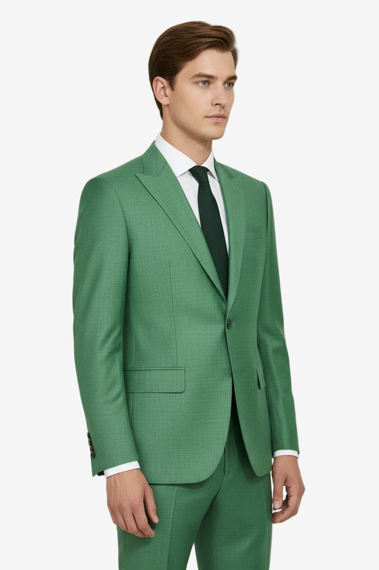 Men's Emerald Green Single-Button 2-Piece Slim Fit Suit