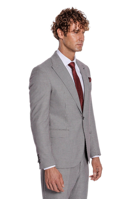 Men's Grey Micro-Patterned 2-Piece Slim Fit Suit