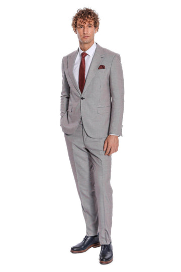 Men's Grey Micro-Patterned 2-Piece Slim Fit Suit