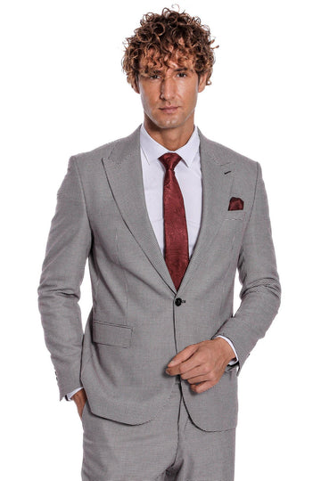 Men's Grey Micro-Patterned 2-Piece Slim Fit Suit