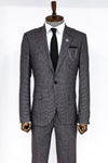 Men's Grey Houndstooth 2-Piece Slim Fit Suit with Peak Lapel