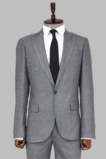 Men's Grey Houndstooth 2-Piece Slim Fit Suit