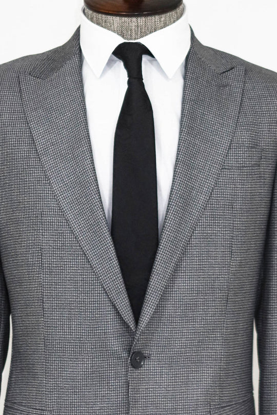 Men's Grey Houndstooth 2-Piece Slim Fit Suit