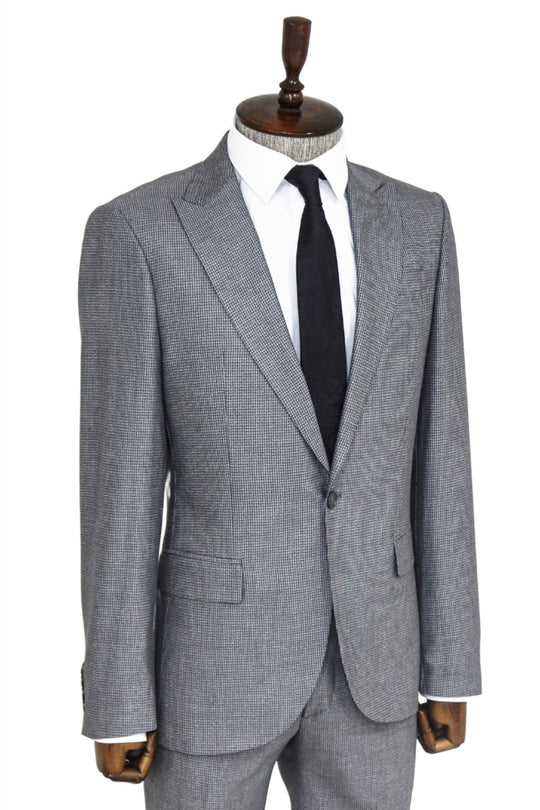 Men's Grey Houndstooth 2-Piece Slim Fit Suit
